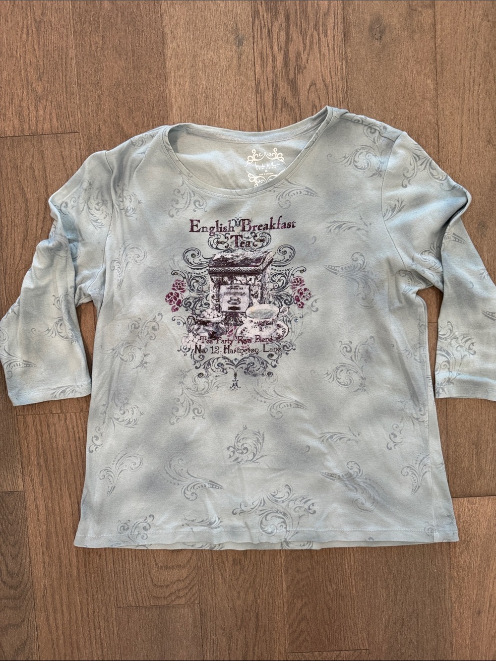 Nicole Miller English Breakfast Tea Party 3/4 Sleeve Women’s XL Sequins Shirt